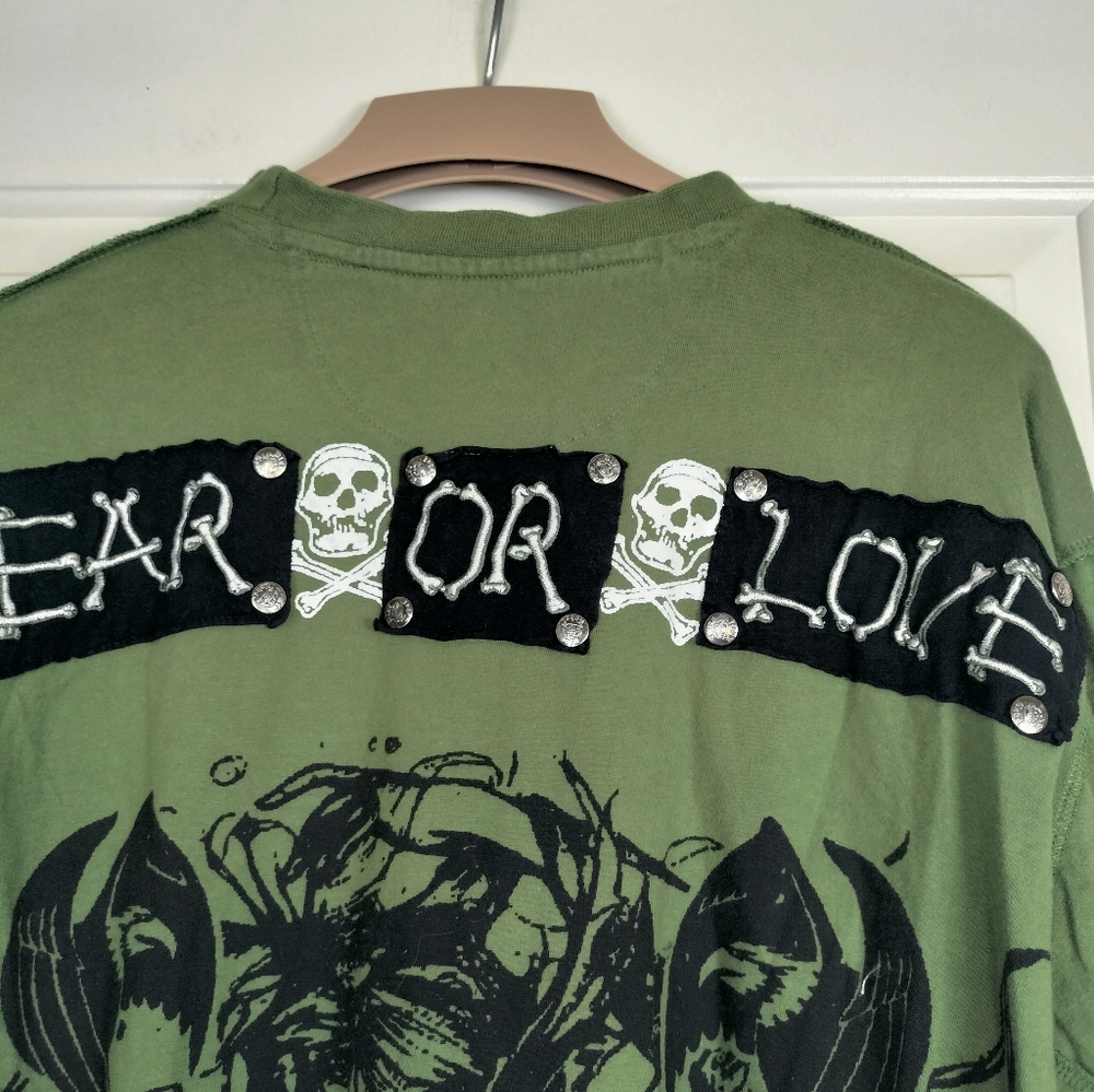 VTG Blac Label Premium Living Dead Society Long Sleeve Shirt XL Green Y2K Grunge - Picture 12 of 15